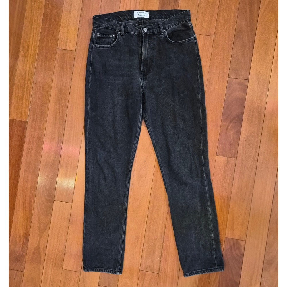 Reformation Jeans Women 27 Black Monterey High Rise Straight Leg Denim